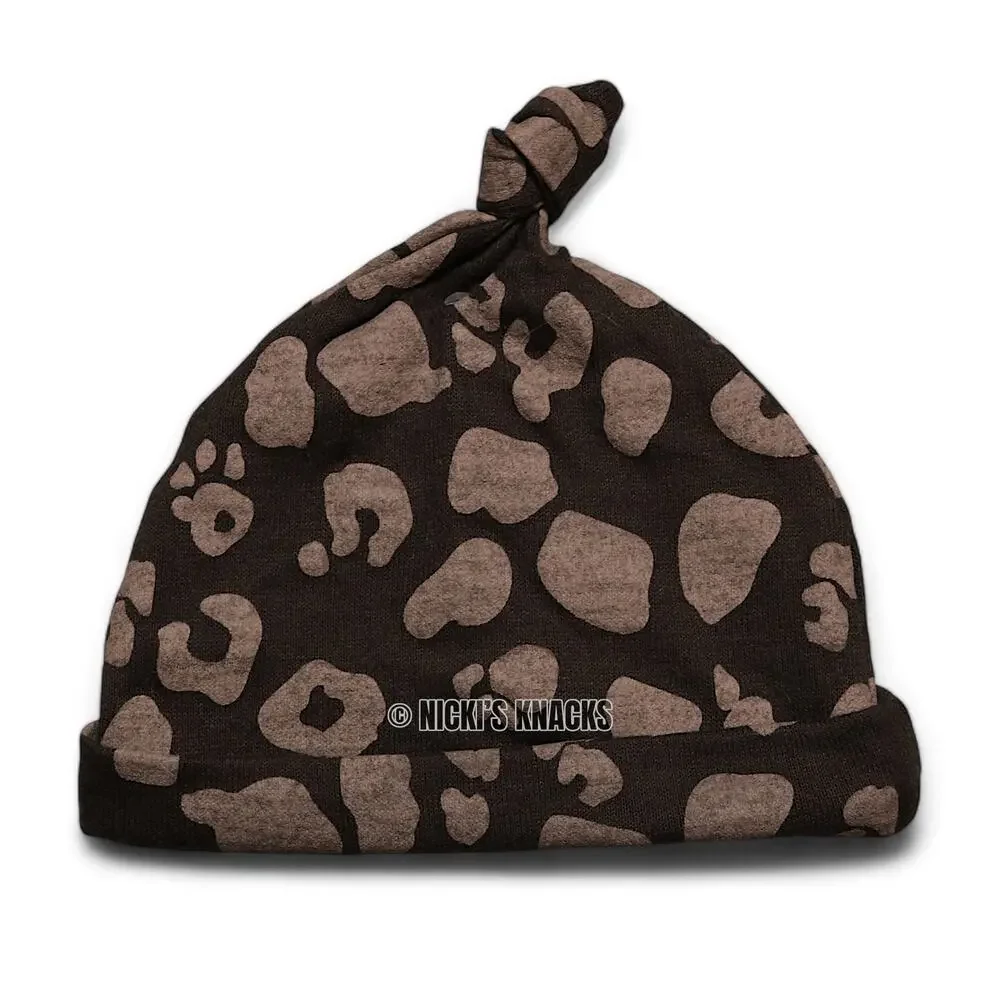 Jessica Simpson Baby Leopard Wrap Shirt & Hat Set Brown 6-9M Infant Girl Outfit